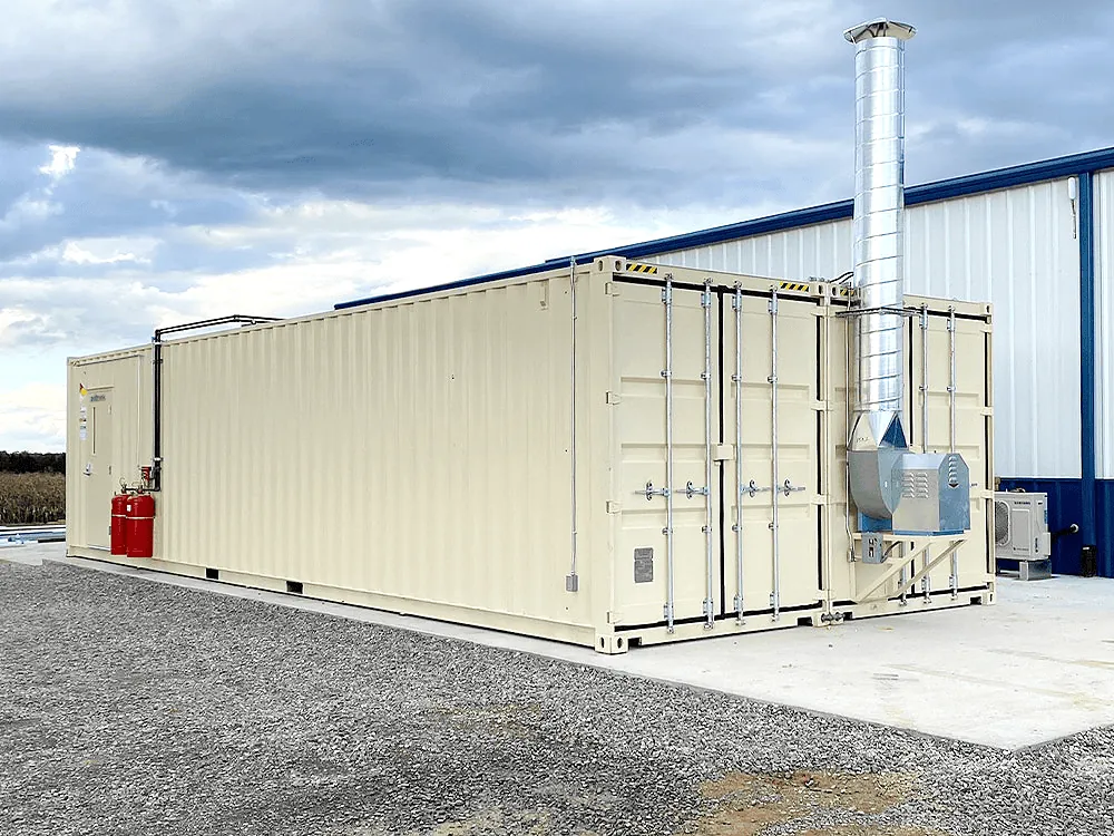 Branded Podtronix POD exterior — classification signage and weather-rated finish for permanent outdoor deployment.