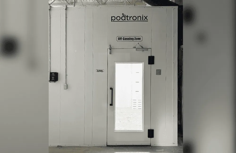 Off-Gassing Zone entry door with classification placard