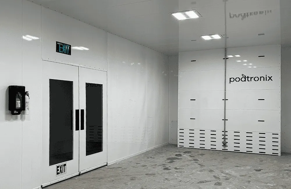 Interior exit corridor – Podtronix branded panels with cleanroom finish